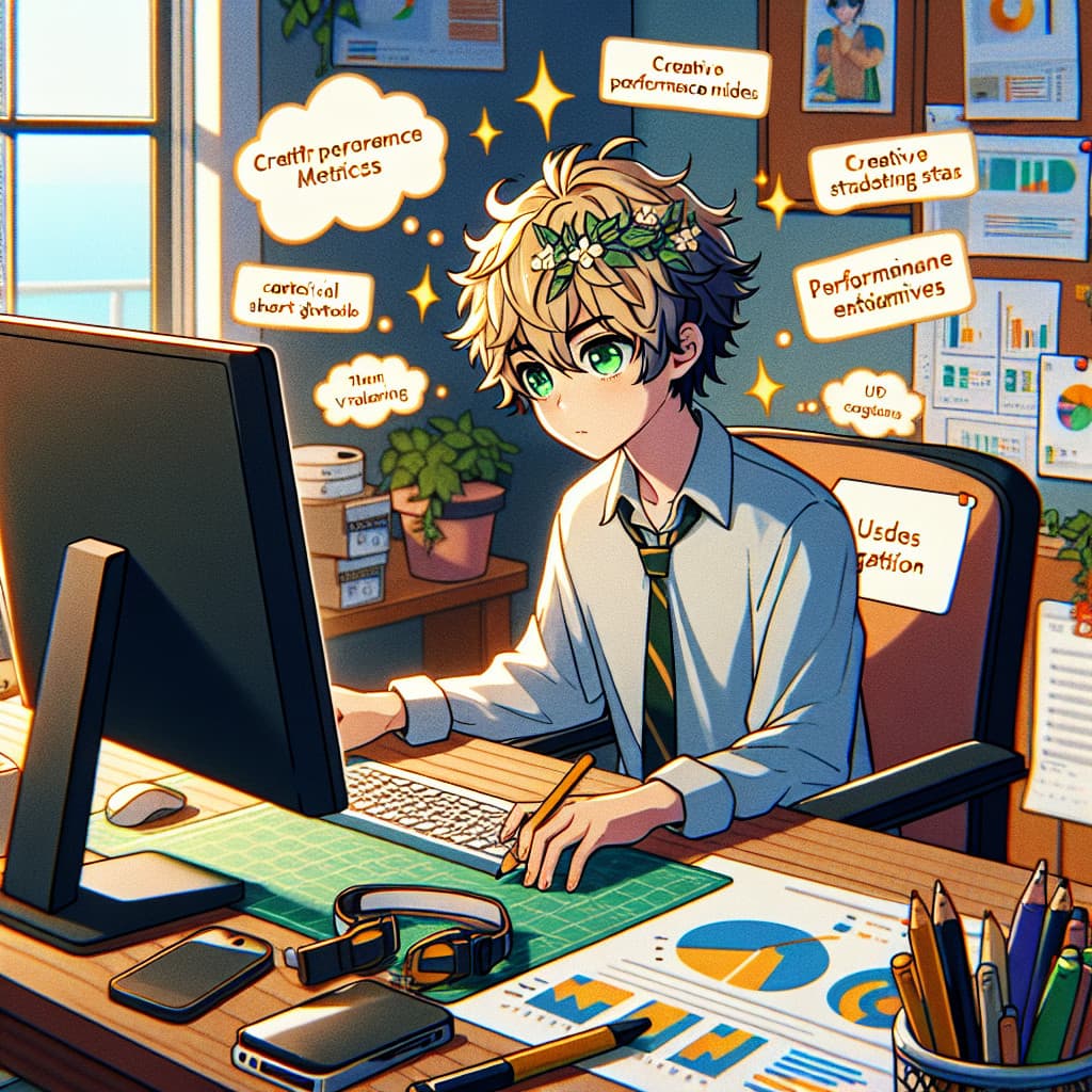 imagine in anime seraph of the end like look showing an anime boy with messy blond hair and green eyes working in youtube shorts strategy